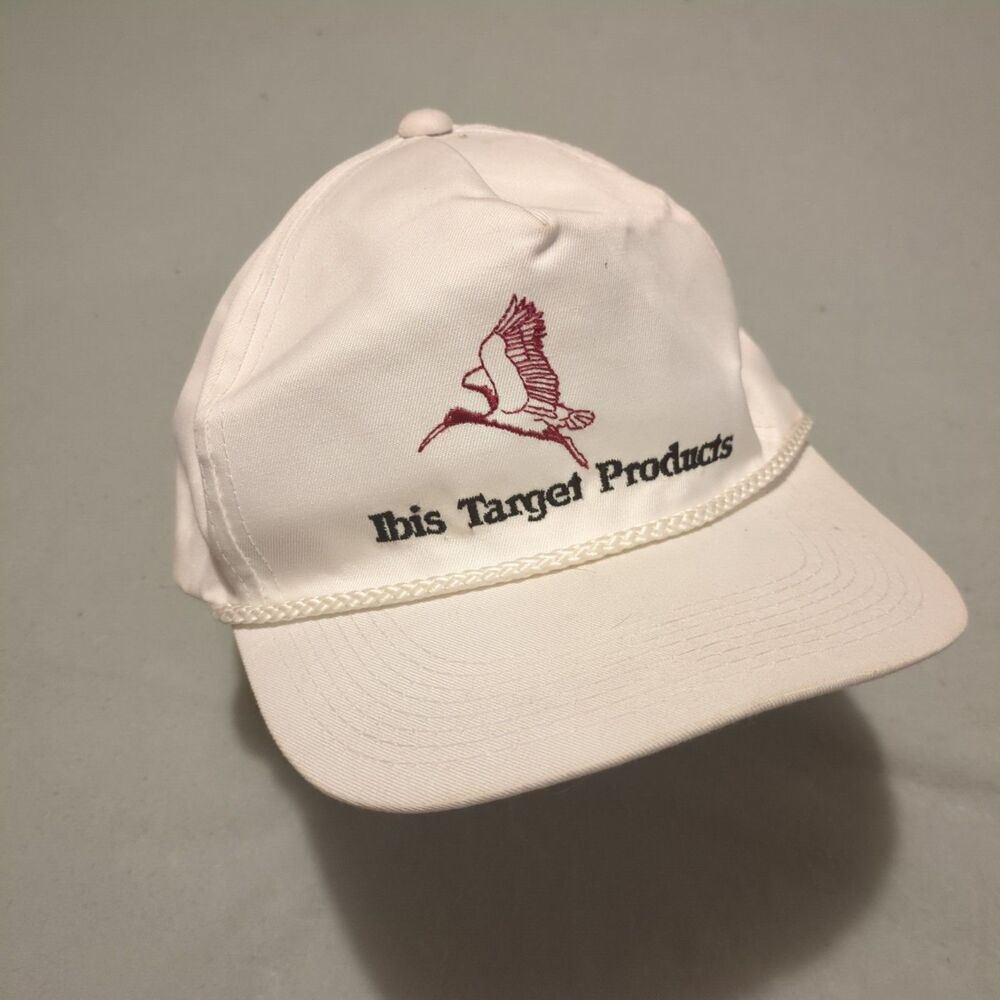 Vintage Ibis Target Products Crane Bird Golf Strapback Hat White Youngan - Picture 1 of 5